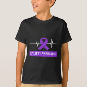 Camiseta Epilepsia Sensibilización Niños con latidos morado