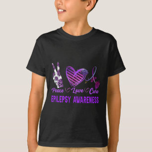 Camiseta Epilepsia Sensibilización Paz Amor Cure Purple Reg