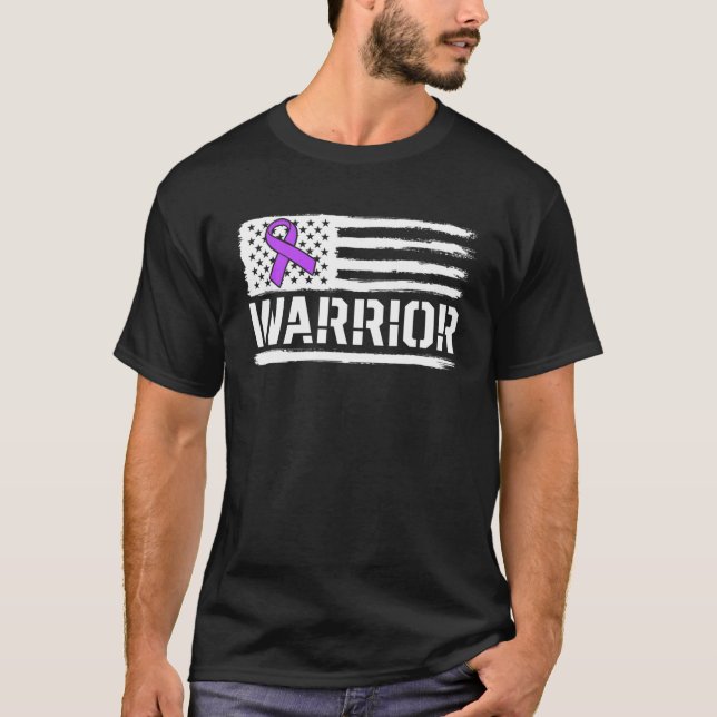Camiseta Epilepsia Warrior Gira Púrpura Bandera Americana A (Anverso)