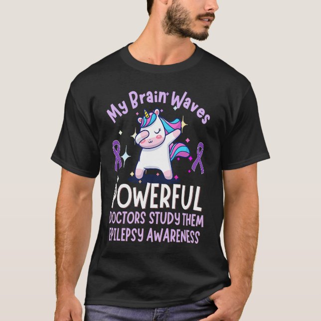 Camiseta Epilepsy Awareness Cute Dabbing Unicorn Purple Rib (Anverso)
