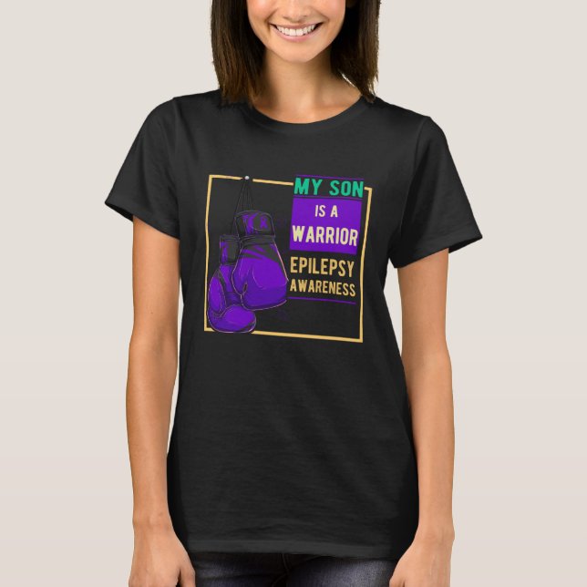 Camiseta Epilepsy Awareness Day Purple Ribbon Proud Mom Dad (Anverso)