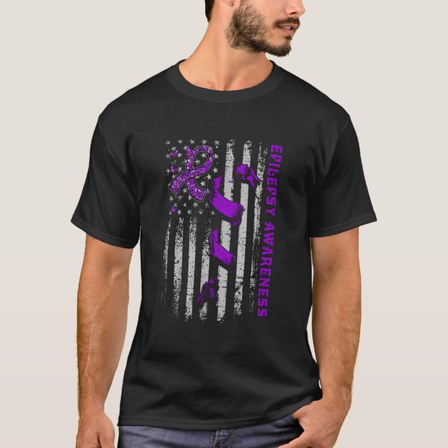 Camiseta Epilepsy Awareness Patriotic Us American Flagpurpl (Anverso)