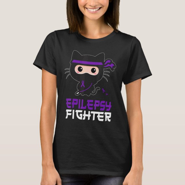 Camiseta Epilepsy Fighter Ninja Kitty Cat Epileptic Aware (Anverso)
