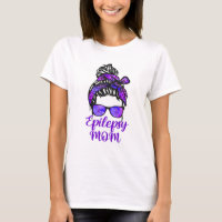 Epilepsy Mom Messy Bun Hair Glasses Bandana Purple