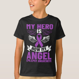 Camiseta Epilepsy Ribbon Mi Héroe Es Ahora Mi Epilepsia Áng