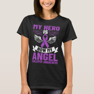 Camiseta Epilepsy Ribbon My Hero is Now My Angel Epilepsy A