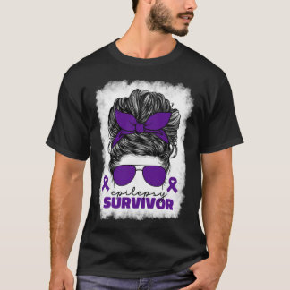 Camiseta Epilepsy Survivor For Women Mom Purple Epilepsy Aw