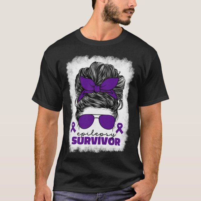 Camiseta Epilepsy Survivor For Women Mom Purple Epilepsy Aw (Anverso)