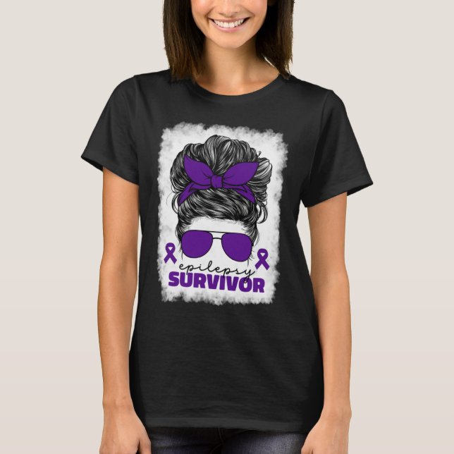 Camiseta Epilepsy Survivor For Women Mom Purple Epilepsy Aw (Anverso)