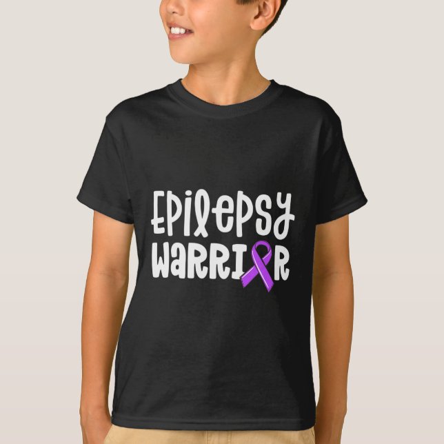 Camiseta Epilepsy Warrior Kids Purple Ribbon Awareness WWom (Anverso)
