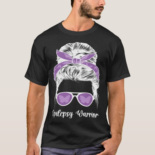 Camiseta Epilepsy Warrior Messy Bun Epilepsy Awareness Mont (Anverso)