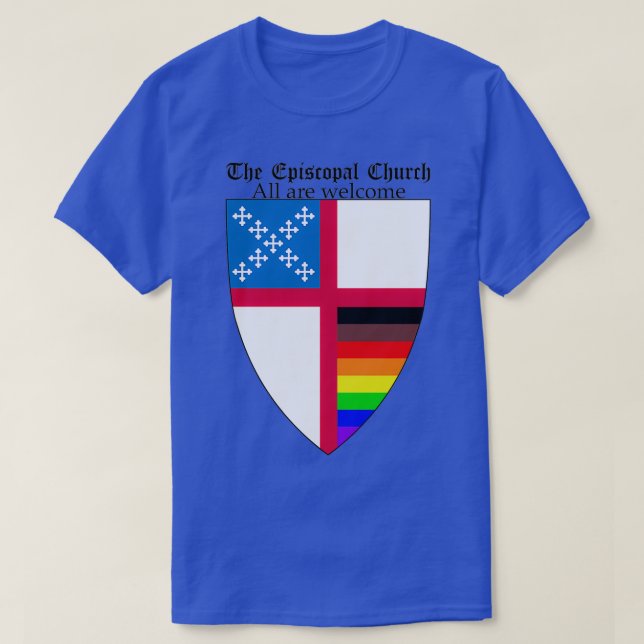 Camiseta Episcopal Church Shield with 8 Colours Rainbow Pri (Diseño del anverso)