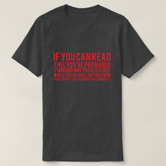 Camiseta Epstein no se suicidó texto rojo (Diseño del anverso)