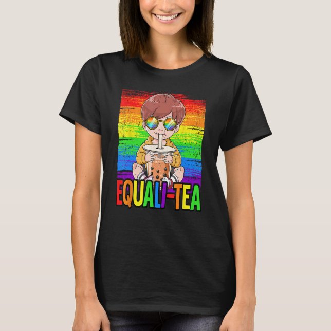 Camiseta Equali Tea Bubble Tea Boba Tea LBGT Gay Pride Rain (Anverso)
