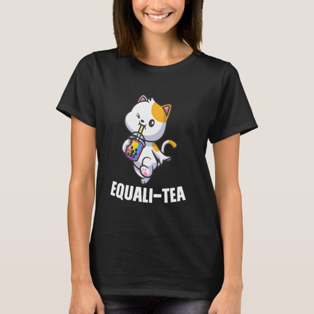Camiseta Equali-tea pansexual gato bubble tea merch (Anverso)