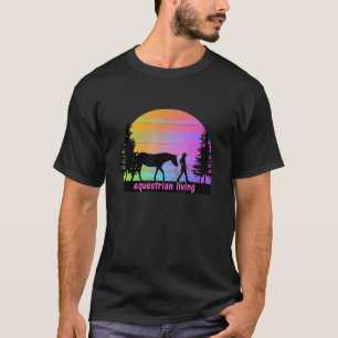 Camiseta Equestrian Living Atardecer Colorido Silueta Chica
