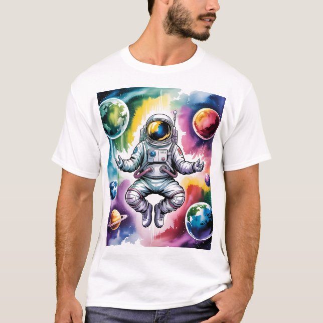 Camiseta Equilibrio galáctico - Astronauta y el Universo (Anverso)