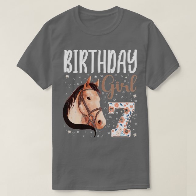 Camiseta equino Lovers 7 Chica de cumpleaños B-day 7 años (Diseño del anverso)
