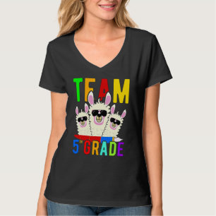 Camiseta Equipo 5to Grado Llama Primer Día de Regreso a la 