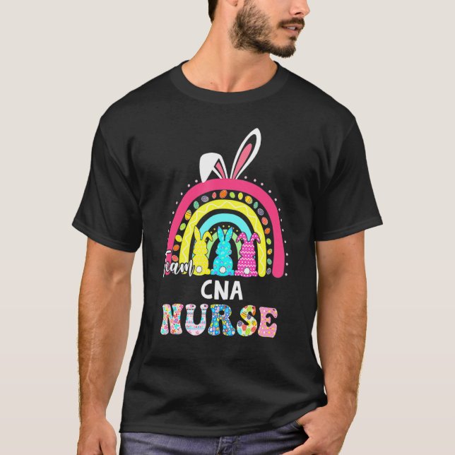 Camiseta Equipo arcoiris CNA Enfermera conejito Ears Easter (Anverso)