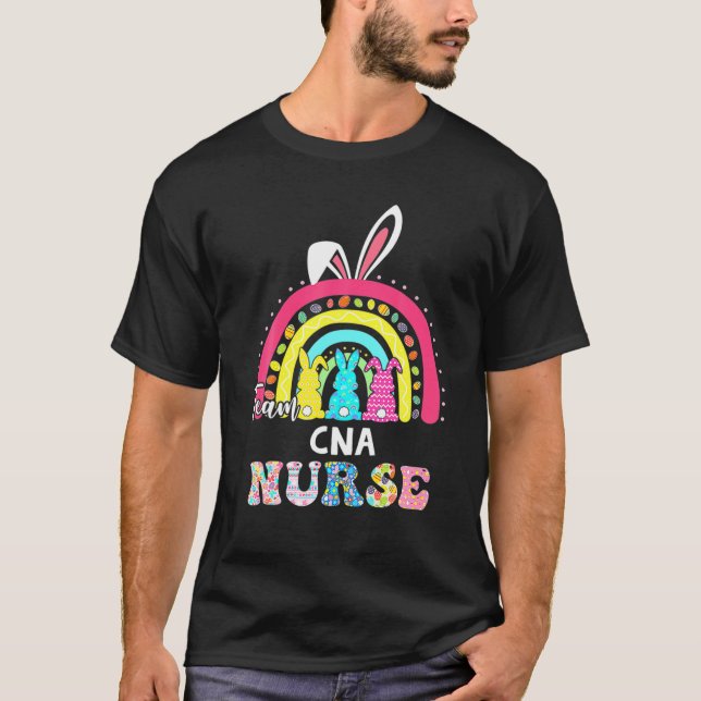 Camiseta Equipo arcoiris CNA Enfermera conejito Ears Easter (Anverso)