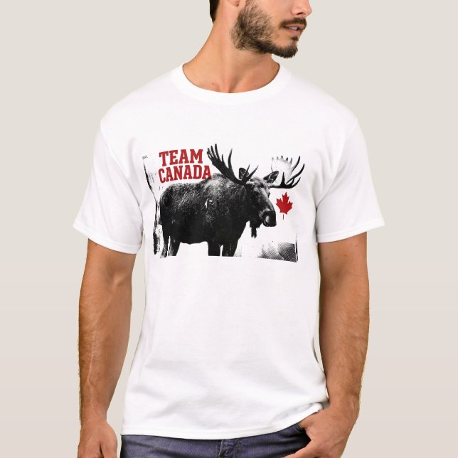 Camiseta EQUIPO CANADÁ. Hoja de arce. Alce canadiense. Cami (Anverso)