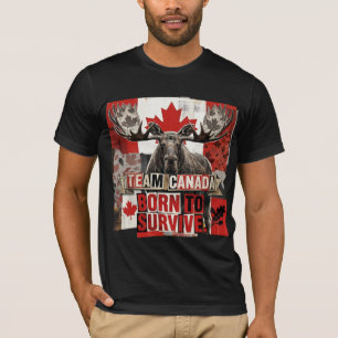Camiseta Equipo Canadá. Nacido para sobrevivir. Alce canadi