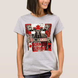 Camiseta Equipo Canadá. Nacido para sobrevivir. Alce canadi
