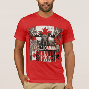 Camiseta Equipo Canadá. Nacido para sobrevivir. Alce canadi
