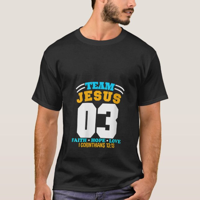 Camiseta Equipo cristiano femenino Jesús 03 Faith Hope Love (Anverso)