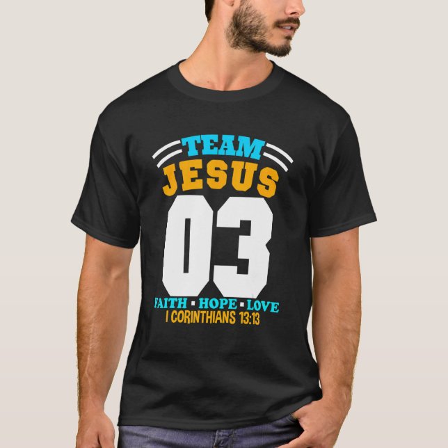 Camiseta Equipo cristiano Jesús 03 Faith Hope Love Navidade (Anverso)