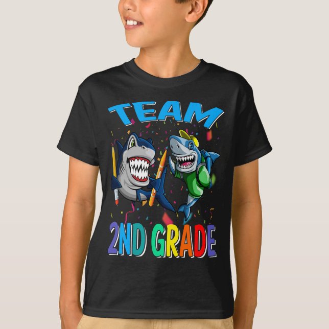 Camiseta Equipo de 2º grado Tiburón de vuelta a la escuela (Anverso)