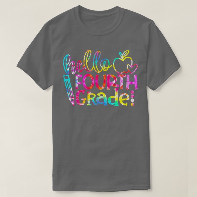 Camiseta Equipo de 4º Grado de Tie Dye Hello Back to  (Diseño del anverso)