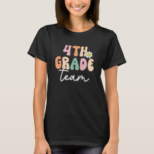 Camiseta Equipo de 4º grado Retro Groovy Mujeres Feliz Prim