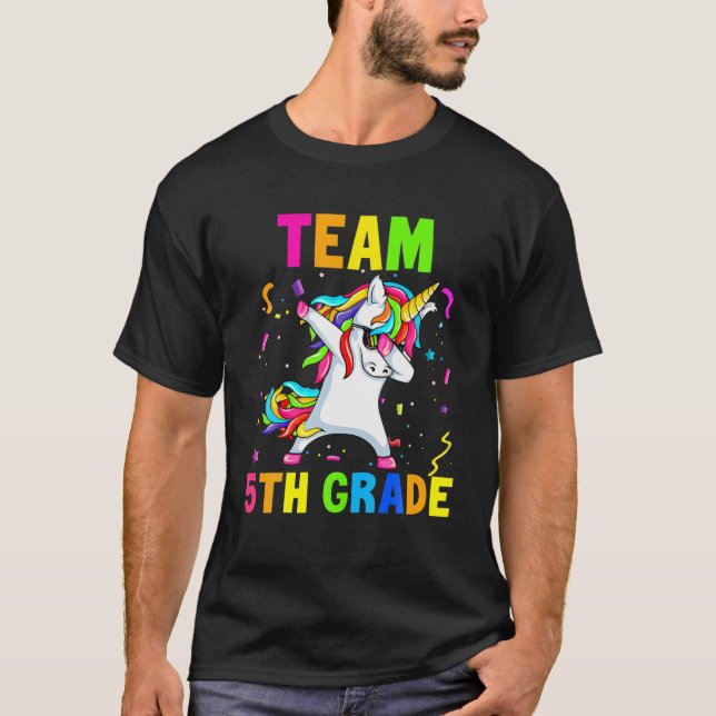 Camiseta Equipo De 5º Grado Unicornio Dabbing Cute Unicorn  (Anverso)