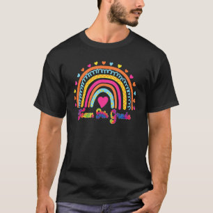 Camiseta Equipo de 9º Grado Teacher Leopard Rainbow First D