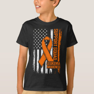Camiseta Equipo de Apoyo Cinta Naranja Leucemia Cáncer de S