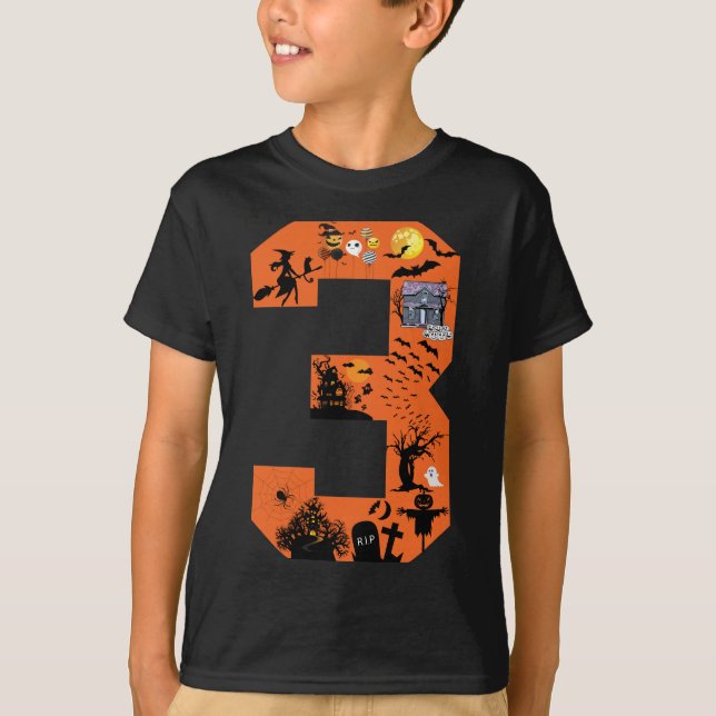 Camiseta Equipo De Arte De Halloween Número 3 Para Niños De (Anverso)