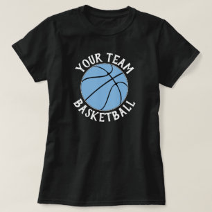Camiseta Equipo de baloncesto azul claro, nombre y número d