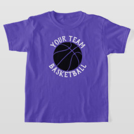 Camiseta Equipo de baloncesto negro, nombre del jugador y n