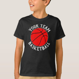 Camiseta Equipo de Baloncesto Rojo de Niños, Nombre y Númer