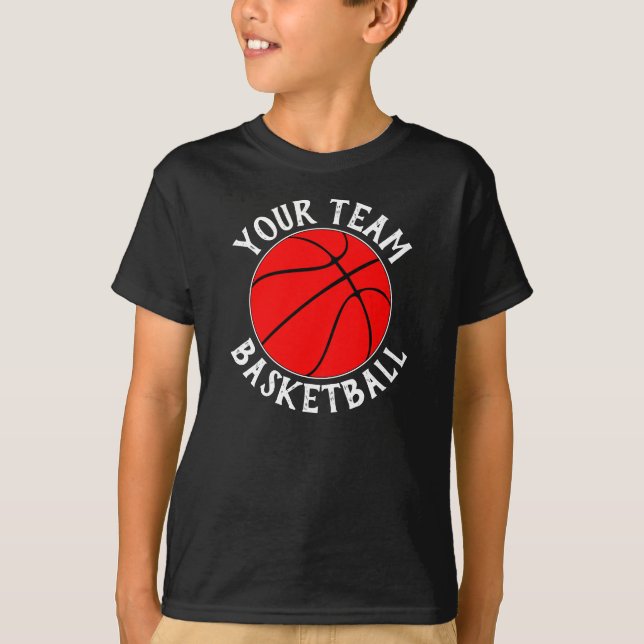 Camiseta Equipo de Baloncesto Rojo de Niños, Nombre y Númer (Anverso)