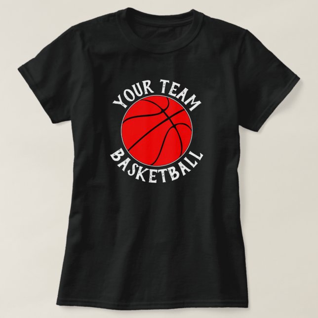 Camiseta Equipo de baloncesto rojo, nombre del jugador y nú (Diseño del anverso)