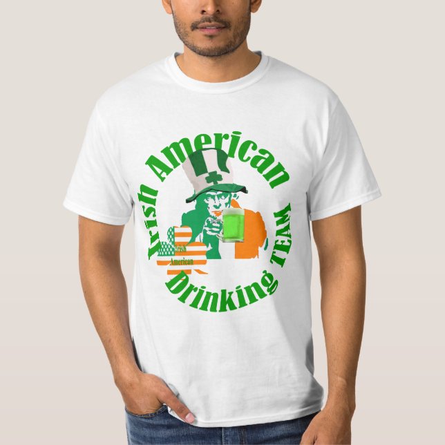 Camiseta Equipo de beber irlandés-americano, Día de San Pat (Anverso)