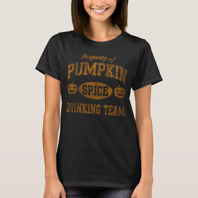 Camiseta Equipo de bebida de especias de calabaza Halloween (Anverso)