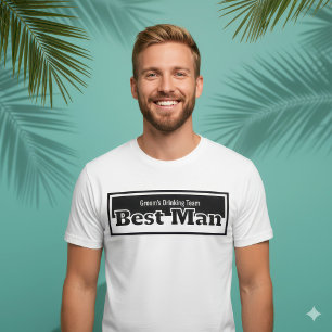 Camiseta Equipo de bebida del padrino minimalista en blanco