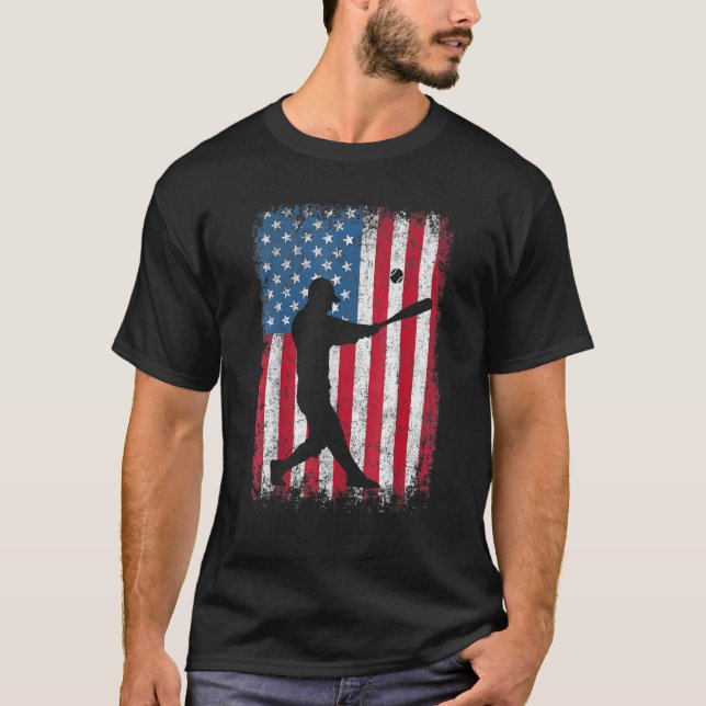 Camiseta Equipo De Béisbol De Bandera Estadounidense Hombre (Anverso)