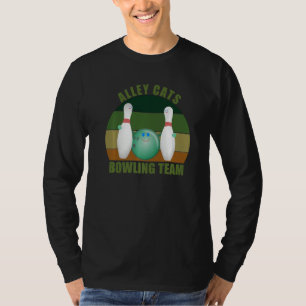 Camiseta Equipo de bolos de diez bolos divertidos Alley Cat