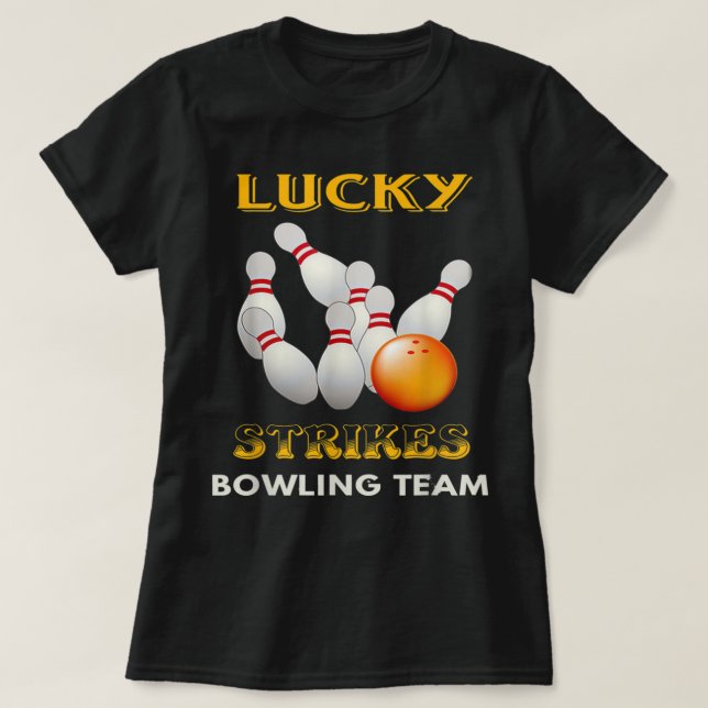 Camiseta Equipo de bolos de Lucky Strikes Retro Hombres Jóv (Diseño del anverso)