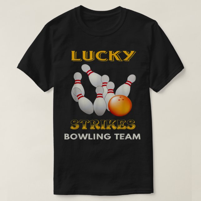 Camiseta Equipo de bolos de Lucky Strikes Retro Hombres Jóv (Diseño del anverso)